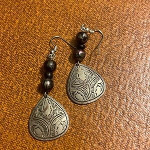 Bead and silver/copper earrings